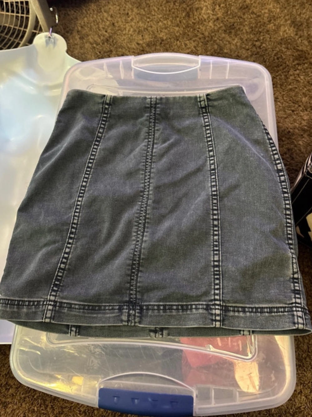 Free People Charcoal Washed Denim Mini Skirt